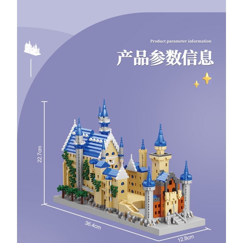 MOYU BLOCK MY92041 92041 non  LÂU ĐÀI NEUSCHWANSTEIN bộ đồ chơi xếp lắp ráp ghép mô hình Buildings NEUSCHWANSTEIN CASTLE 3948 khối