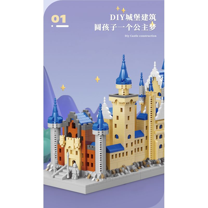 MOYU BLOCK MY92041 92041 non  LÂU ĐÀI NEUSCHWANSTEIN bộ đồ chơi xếp lắp ráp ghép mô hình Buildings NEUSCHWANSTEIN CASTLE 3948 khối