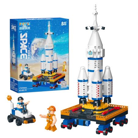 MOYU BLOCK MY95033 95033 non  THÁM HIỂM KHÔNG GIAN TÊN LỬA 2 bộ đồ chơi xếp lắp ráp ghép mô hình Space 587 khối