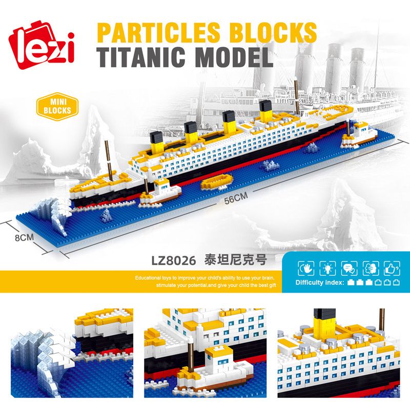 FUN IMAGINATION LZ8026 8026 non  TÀU DU LỊCH TITANIC bộ đồ chơi xếp lắp ráp ghép mô hình Creator Sáng Tạo 2338 khối