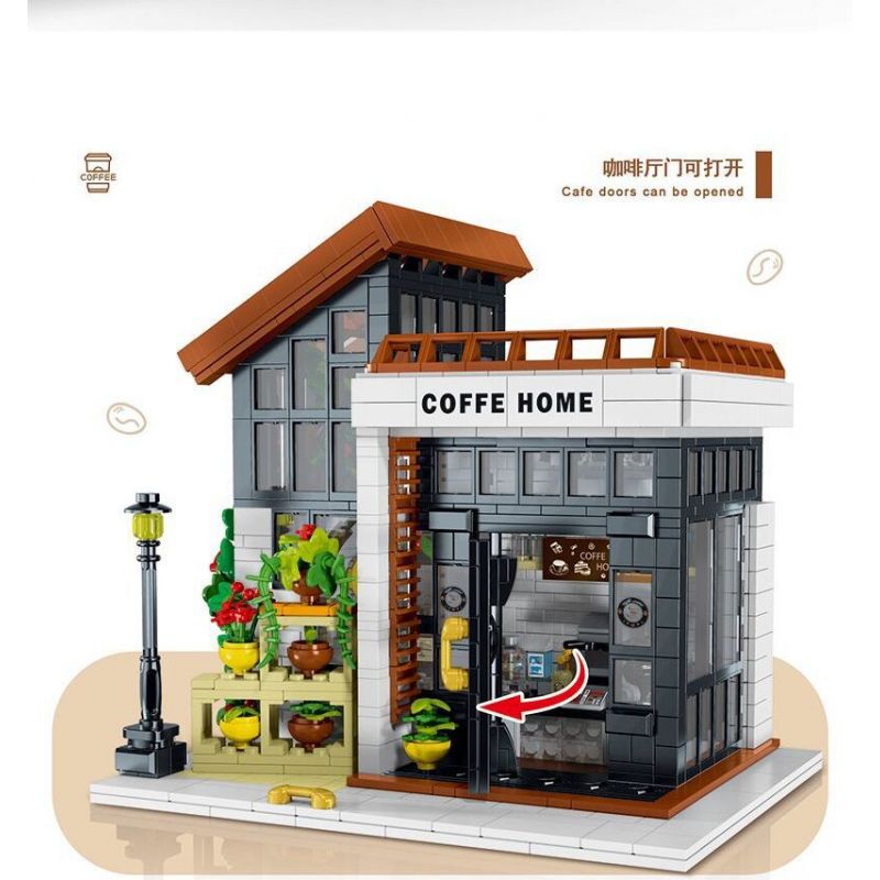 MorkModel 031062 Mork Model 031062 non  CAFE ÁNH NẮNG THỜI GIAN bộ đồ chơi xếp lắp ráp ghép mô hình Modular Buildings COFFE HOME Mô Hình Nhà Cửa 1512 khối