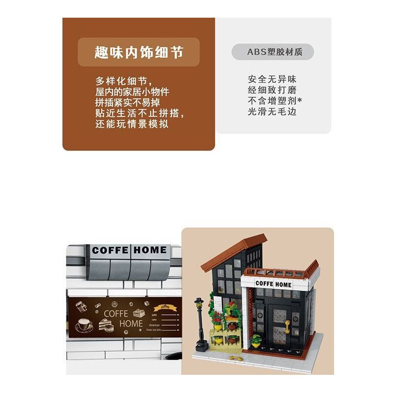 MorkModel 031062 Mork Model 031062 non  CAFE ÁNH NẮNG THỜI GIAN bộ đồ chơi xếp lắp ráp ghép mô hình Modular Buildings COFFE HOME Mô Hình Nhà Cửa 1512 khối