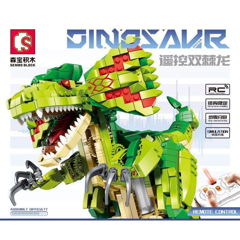SEMBO 730002 non  ĐIỀU KHIỂN TỪ XA DILOPHOSAURUS bộ đồ chơi xếp lắp ráp ghép mô hình  DINOSAUR Kỹ Thuật Công Nghệ Cao Mô Hình Phương Tiện 1415 khối