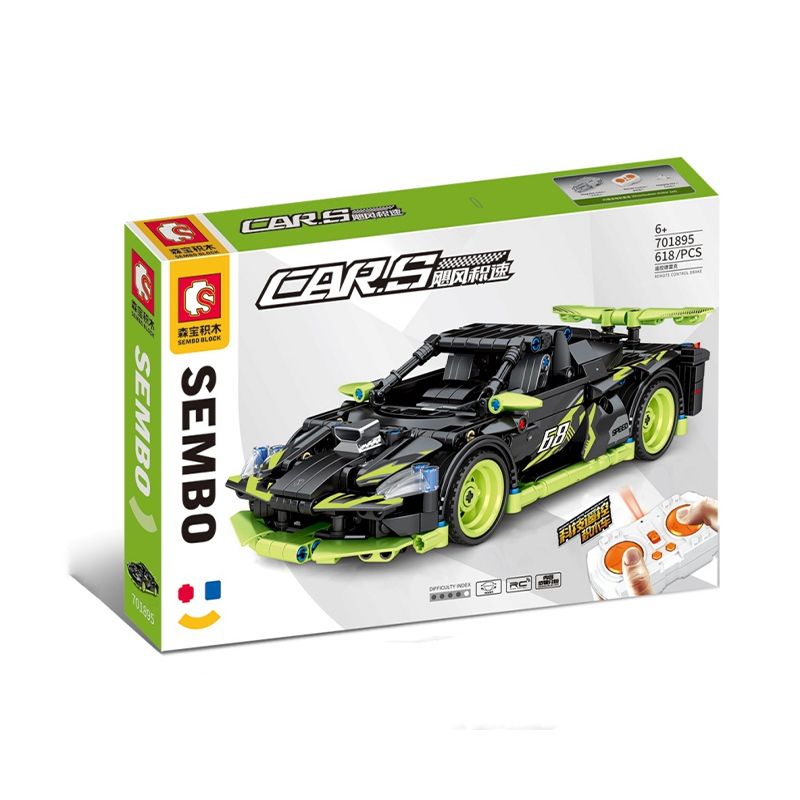 SEMBO 701895 non  ĐIỀU KHIỂN TỪ XA DRAKE RACER bộ đồ chơi xếp lắp ráp ghép mô hình 618 khối