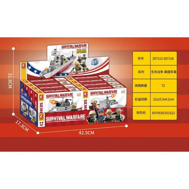 SEMBO 207113 207114 207115 207116 non  TỔ HỢP 4 TÀU KHU TRỤC LỚP ARLEIGH BURKE CỦA QUÂN ĐỘI HOA KỲ bộ đồ chơi xếp lắp ráp ghép mô hình Military Army SURVIVAL WARFARE ARLEIGH BURKE CLASS DESTROYER Quân Sự Bộ Đội 515 khối