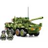 SEMBO 203143 non  XE BỌC THÉP TẤN CÔNG BÁNH LỐP ZTL-11 bộ đồ chơi xếp lắp ráp ghép mô hình Military Army ZTL-11 WHEELED ARMORED ASSAULT VEHICLE Quân Sự Bộ Đội 755 khối