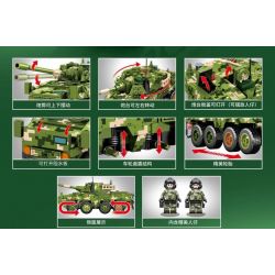 SEMBO 203143 non  XE BỌC THÉP TẤN CÔNG BÁNH LỐP ZTL-11 bộ đồ chơi xếp lắp ráp ghép mô hình Military Army ZTL-11 WHEELED ARMORED ASSAULT VEHICLE Quân Sự Bộ Đội 755 khối