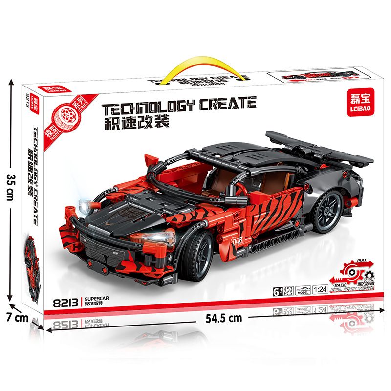 LEIBAO 8213 non Lego CORVETTE KÉO LẠI XE tỷ lệ 1:24 bộ đồ chơi xếp lắp ráp ghép mô hình Technic Kỹ Thuật Công Nghệ Cao Mô Hình Phương Tiện 453 khối