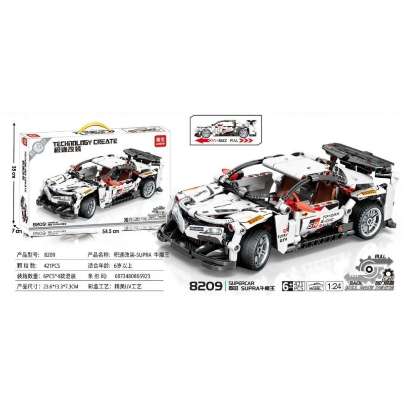 LEIBAO 8209 non  SUPRA BULL ÁC QUỶ KÉO LẠI XE tỷ lệ 1:24 bộ đồ chơi xếp lắp ráp ghép mô hình Creator Sáng Tạo 421 khối