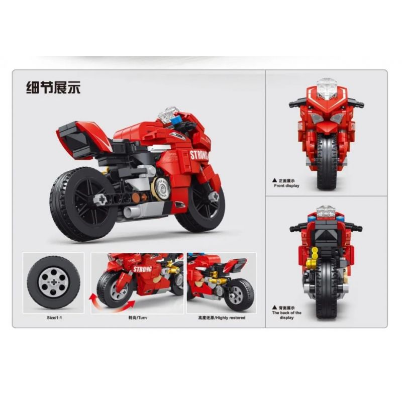 GAOMISI T1027-B 1027-B non  XE GẮN MÁY MÀU ĐỎ bộ đồ chơi xếp lắp ráp ghép mô hình Motorcycle Motorbike Xe Hai Bánh 234 khối