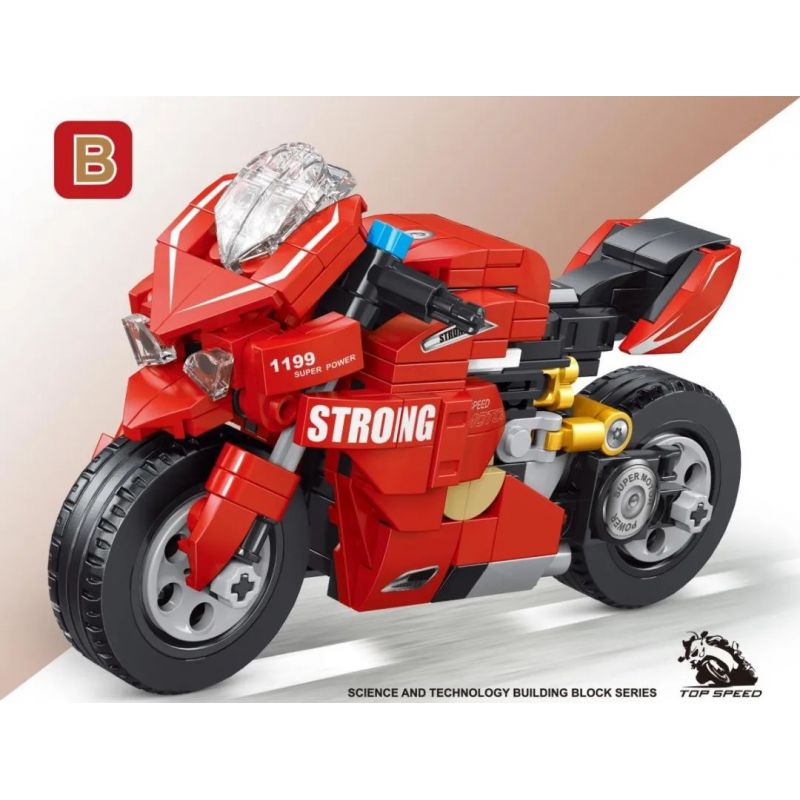 GAOMISI T1027-B 1027-B non  XE GẮN MÁY MÀU ĐỎ bộ đồ chơi xếp lắp ráp ghép mô hình Motorcycle Motorbike Xe Hai Bánh 234 khối