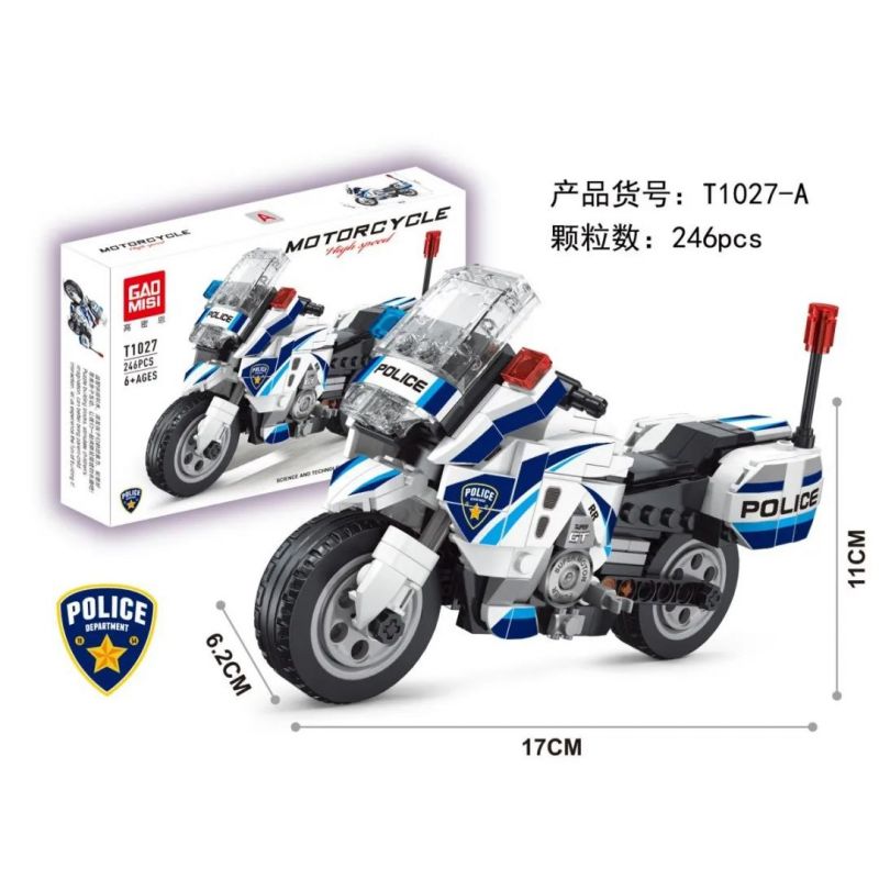 GAOMISI T1027-A 1027-A non Lego CẢNH SÁT XE MÁY bộ đồ chơi xếp lắp ráp ghép mô hình Motorcycle Motorbike Xe Hai Bánh 246 khối