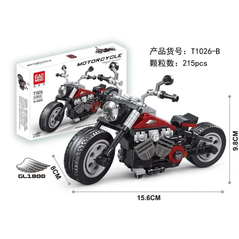 GAOMISI T1026-B 1026-B non Lego MÔ TÔ HARLEY bộ đồ chơi xếp lắp ráp ghép mô hình Motorcycle Motorbike Xe Hai Bánh 215 khối