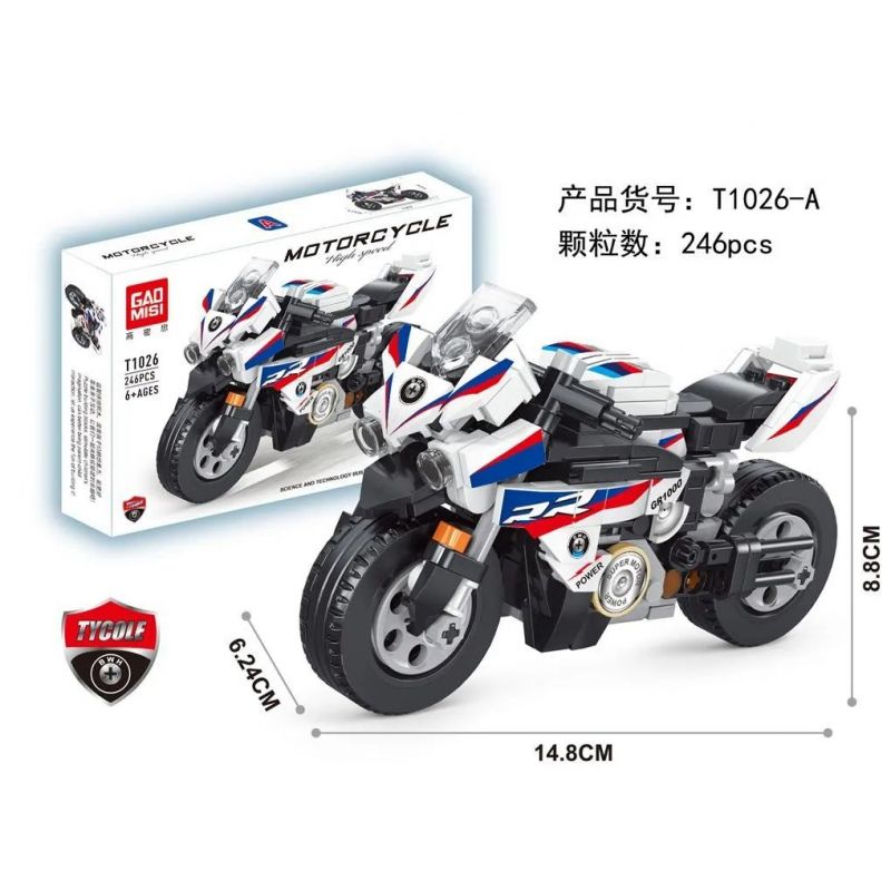 GAOMISI T1026-A 1026-A non  BMW RR bộ đồ chơi xếp lắp ráp ghép mô hình Motorcycle Motorbike Xe Hai Bánh 246 khối
