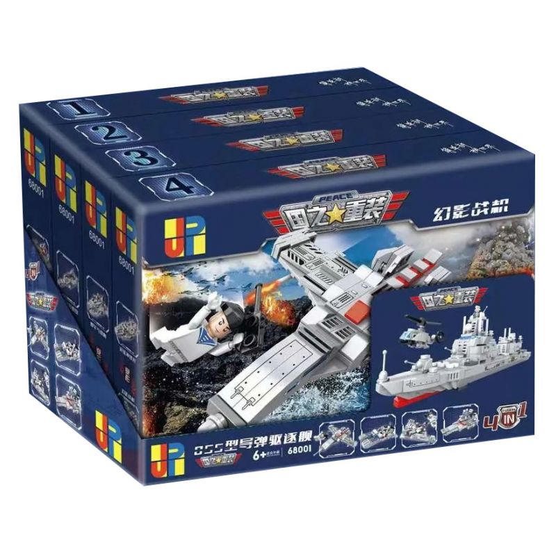 JP 68001 non Lego KINGDOM HEAVY WARSHIP 4 TỔ HỢP MÁY BAY CHIẾN ĐẤU PHANTOM TÀU TẤN CÔNG F1 NÉM BOM B3 TÊN LỬA LỚP WASP bộ đồ chơi xếp lắp ráp ghép mô hình Military Army PEACE Quân Sự Bộ Đội 799 khối