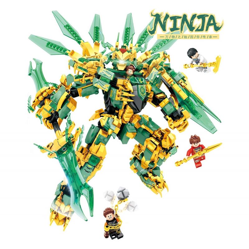 LEYI 68215 non Lego NINJA DOUBLE CHANGE MECHA NIRVANA RỒNG VÀNG HAI ĐẦU bộ đồ chơi xếp lắp ráp ghép mô hình The Lego Ninjago Movie Ninja Lốc Xoáy 1618 khối