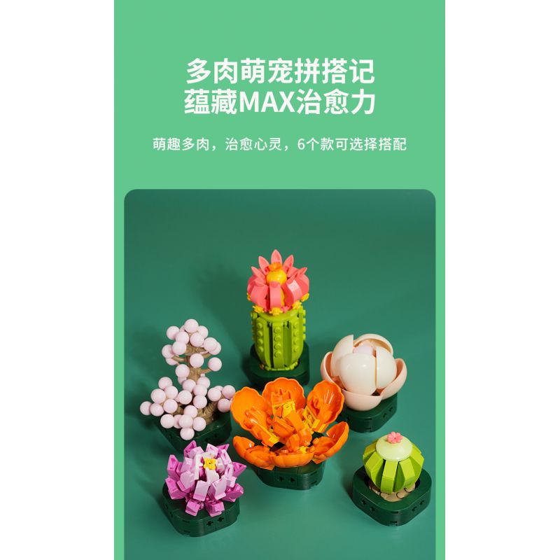 JAKI JK2728 2728 non  CÂY GỖ MỌNG NƯỚC 6 LOẠI VŨ ĐIỆU HOÀNG HÔN ĐÀO TRỨNG XƯƠNG RỒNG HỔ PHÁCH VÀNG MẪU ĐƠN TÍM bộ đồ chơi xếp lắp ráp ghép mô hình Flowers PLANTE Hoa