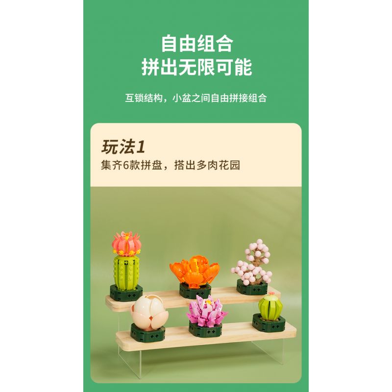 JAKI JK2728 2728 non  CÂY GỖ MỌNG NƯỚC 6 LOẠI VŨ ĐIỆU HOÀNG HÔN ĐÀO TRỨNG XƯƠNG RỒNG HỔ PHÁCH VÀNG MẪU ĐƠN TÍM bộ đồ chơi xếp lắp ráp ghép mô hình Flowers PLANTE Hoa