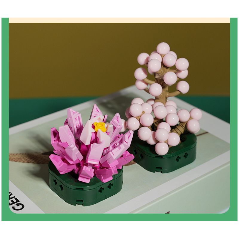 JAKI JK2728 2728 non  CÂY GỖ MỌNG NƯỚC 6 LOẠI VŨ ĐIỆU HOÀNG HÔN ĐÀO TRỨNG XƯƠNG RỒNG HỔ PHÁCH VÀNG MẪU ĐƠN TÍM bộ đồ chơi xếp lắp ráp ghép mô hình Flowers PLANTE Hoa