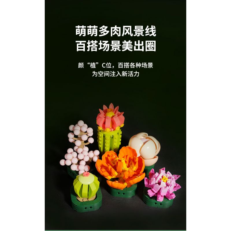 JAKI JK2728 2728 non  CÂY GỖ MỌNG NƯỚC 6 LOẠI VŨ ĐIỆU HOÀNG HÔN ĐÀO TRỨNG XƯƠNG RỒNG HỔ PHÁCH VÀNG MẪU ĐƠN TÍM bộ đồ chơi xếp lắp ráp ghép mô hình Flowers PLANTE Hoa