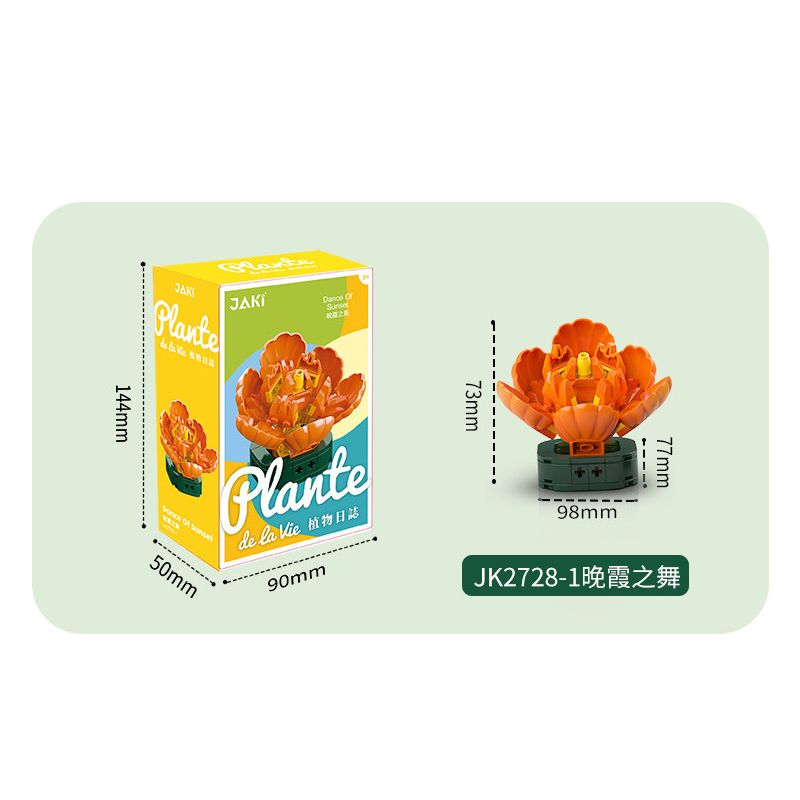 JAKI JK2728 2728 non  CÂY GỖ MỌNG NƯỚC 6 LOẠI VŨ ĐIỆU HOÀNG HÔN ĐÀO TRỨNG XƯƠNG RỒNG HỔ PHÁCH VÀNG MẪU ĐƠN TÍM bộ đồ chơi xếp lắp ráp ghép mô hình Flowers PLANTE Hoa