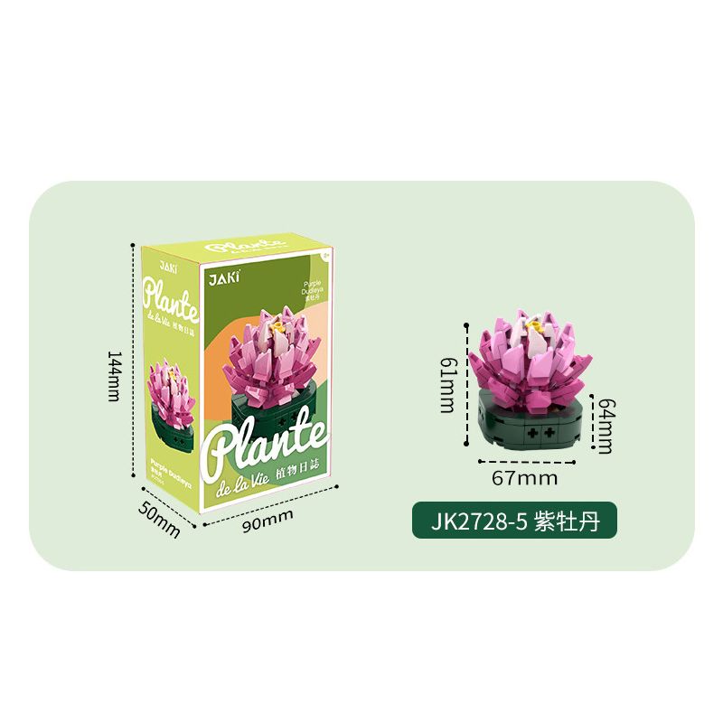 JAKI JK2728 2728 non  CÂY GỖ MỌNG NƯỚC 6 LOẠI VŨ ĐIỆU HOÀNG HÔN ĐÀO TRỨNG XƯƠNG RỒNG HỔ PHÁCH VÀNG MẪU ĐƠN TÍM bộ đồ chơi xếp lắp ráp ghép mô hình Flowers PLANTE Hoa