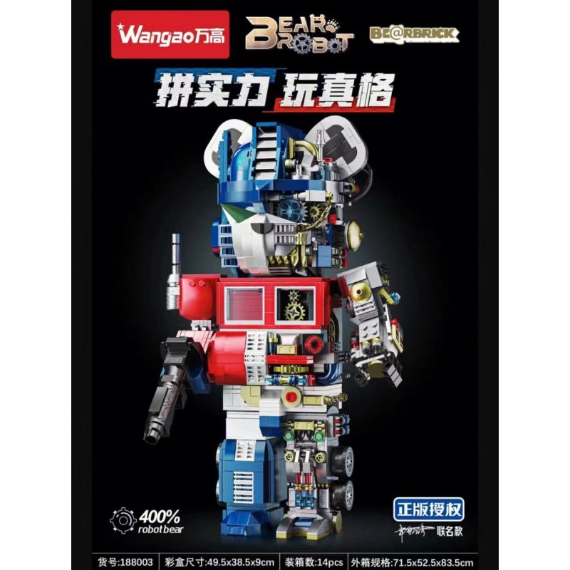 WANGAO 188003 non  GẤU BIẾN HÌNH 400% bộ đồ chơi xếp lắp ráp ghép mô hình BEAR ROBOT 1807 khối