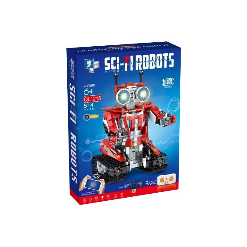 ZHEGAO QL1215 1215 non Lego ROBOT LẬP TRÌNH ĐIỀU KHIỂN TỪ XA MÀU ĐỎ bộ đồ chơi xếp lắp ráp ghép mô hình SCI-FI ROBOTS 514 khối