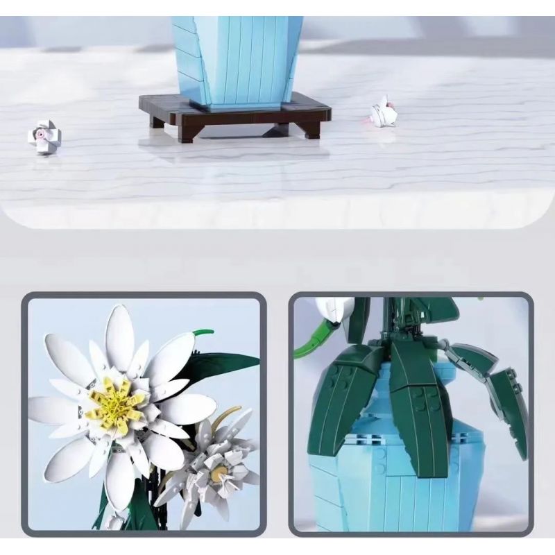 QIZHILE 92034 non  BIỂU MÔ bộ đồ chơi xếp lắp ráp ghép mô hình Flowers EPIPHYLLUM Hoa