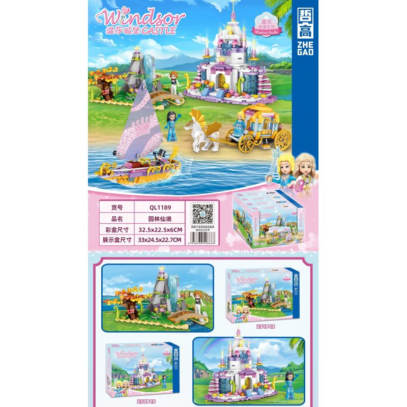 ZHEGAO QL1189 1189 non  LÂU ĐÀI WINDSOR GARDEN WONDERLAND 4 PHONG CÁCH bộ đồ chơi xếp lắp ráp ghép mô hình Girl WINDSOR CASTLE Con Gái 976 khối