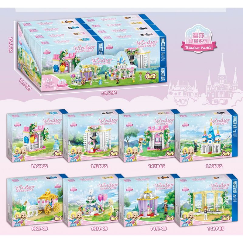 ZHEGAO QL1187 1187 non  LÂU ĐÀI WINDSOR ĐÁM CƯỚI HOÀNG GIA 8 KIỂU bộ đồ chơi xếp lắp ráp ghép mô hình Girl WINDSOR CASTLE Con Gái 1138 khối