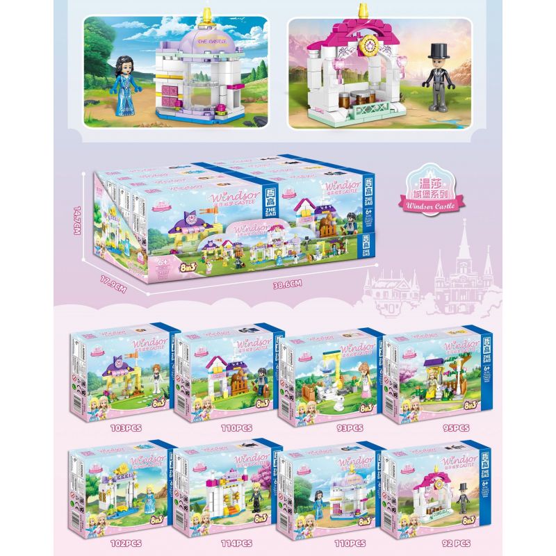 ZHEGAO QL1186 1186 non  LÂU ĐÀI WINDSOR 8 KHU VƯỜN bộ đồ chơi xếp lắp ráp ghép mô hình Girl WINDSOR CASTLE Con Gái 819 khối