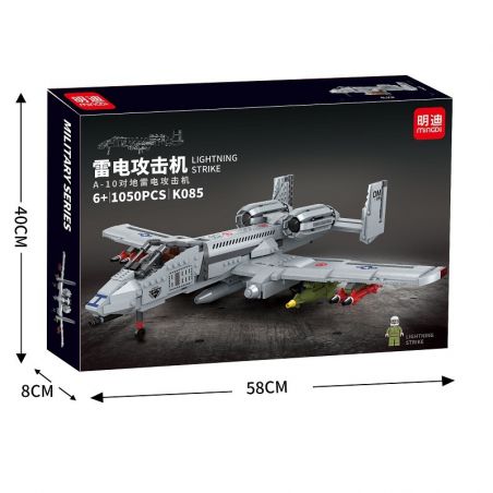 MINGDI K085 non  MÁY BAY TẤN CÔNG MẶT ĐẤT A-10 bộ đồ chơi xếp lắp ráp ghép mô hình Military Army LIGHTING STRIKE Quân Sự Bộ Đội 1050 khối