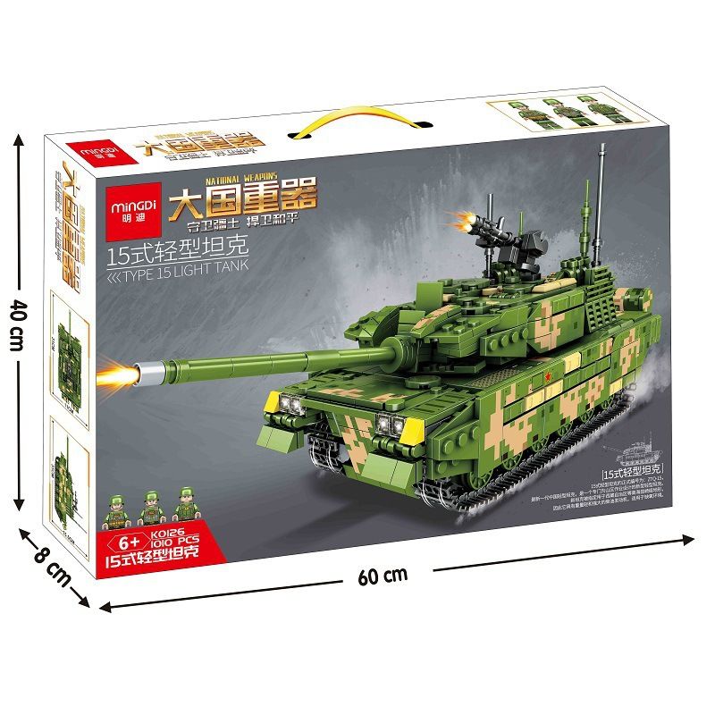 MINGDI K0126 0126 non Lego XE TĂNG HẠNG NHẸ TYPE 015 bộ đồ chơi xếp lắp ráp ghép mô hình Military Army TYPE 15 LIGHT TANK Quân Sự Bộ Đội 1010 khối