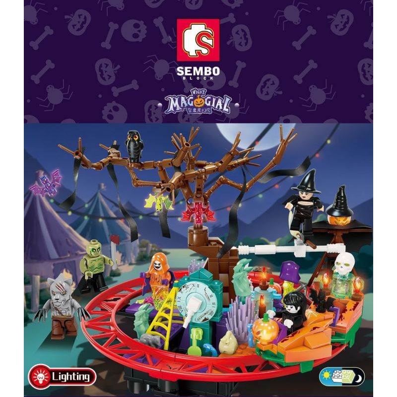 SEMBO 605022 non  CÔNG VIÊN XE LỬA bộ đồ chơi xếp lắp ráp ghép mô hình 526 khối