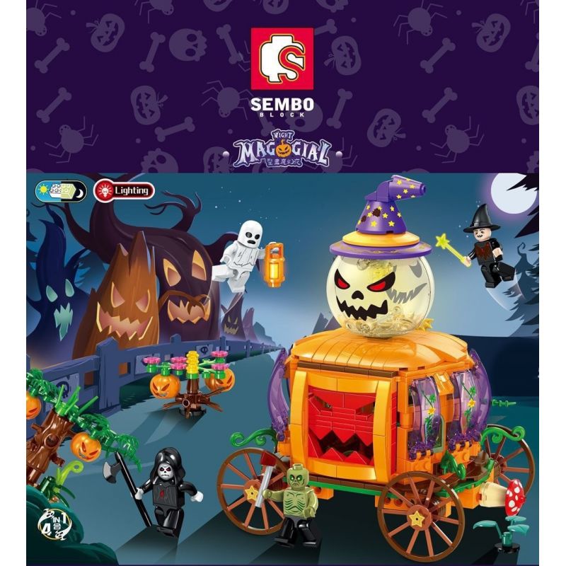 SEMBO 605017 605018 605019 605020 non  GIỎ BÍ NGÔ 4 KẾT HỢP bộ đồ chơi xếp lắp ráp ghép mô hình 673 khối