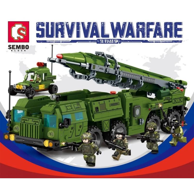 SEMBO 207203 non  TÊN LỬA SCUD bộ đồ chơi xếp lắp ráp ghép mô hình Military Army SURVIVAL WARFARE Quân Sự Bộ Đội 989 khối