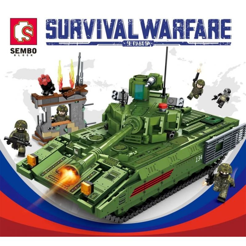 SEMBO 207200 non  XE TĂNG CHIẾN ĐẤU CHỦ LỰC T14 ARMATA bộ đồ chơi xếp lắp ráp ghép mô hình Military Army SURVIVAL WARFARE Quân Sự Bộ Đội 1089 khối