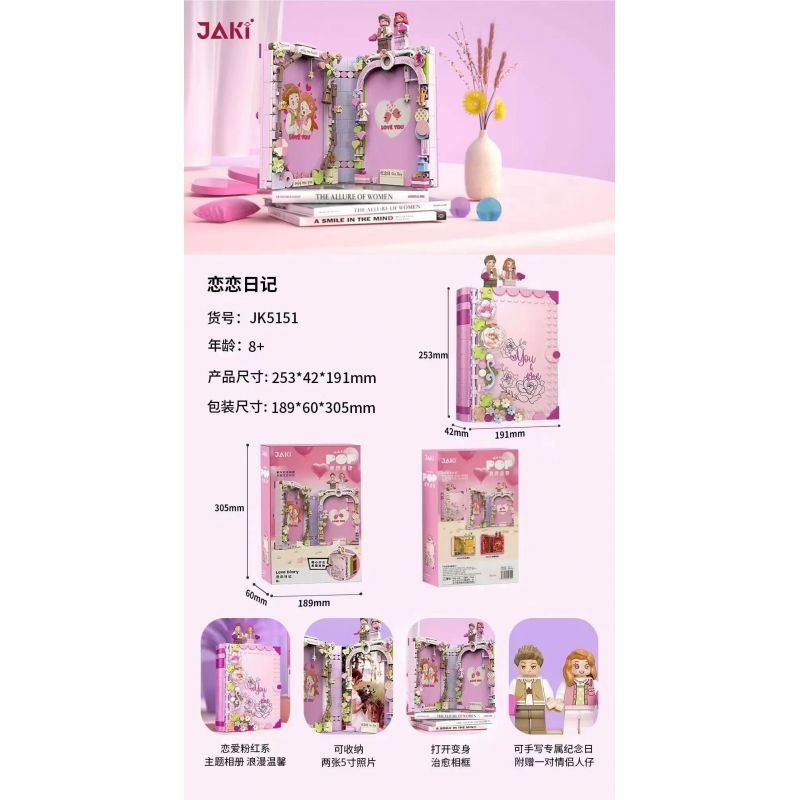 JAKI JK5151 5151 non  SÁNG TẠO THỜI THƯỢNG NHẬT KÝ TÌNH YÊU bộ đồ chơi xếp lắp ráp ghép mô hình Valentine's Day Lễ Tình Nhân