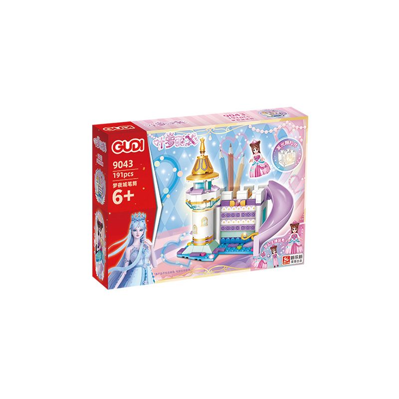 GUDI 9043 non  HỘP ĐỰNG BÚT THÀNH PHỐ MỘNG MƠ bộ đồ chơi xếp lắp ráp ghép mô hình Yeloli 191 khối