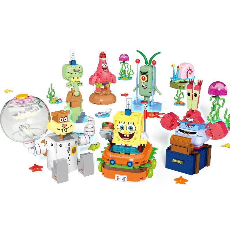 SEMBO 612211 612204 612205 612206 612207 612208 612209 non Lego SPONGEBOB SQUAREPANTS SẢN PHẨM ĐƯỢC CẤP PHÉP CHÂN DUNG GIA ĐÌNH bộ đồ chơi xếp lắp ráp ghép mô hình Movie & Game Phim Và Trò Chơi 1134 khối