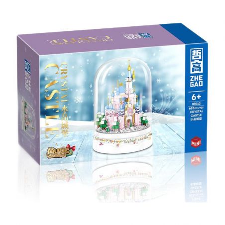 ZHEGAO 01043 non  LÂU ĐÀI PHA LÊ bộ đồ chơi xếp lắp ráp ghép mô hình CRYSTAL CASTLE 683 khối