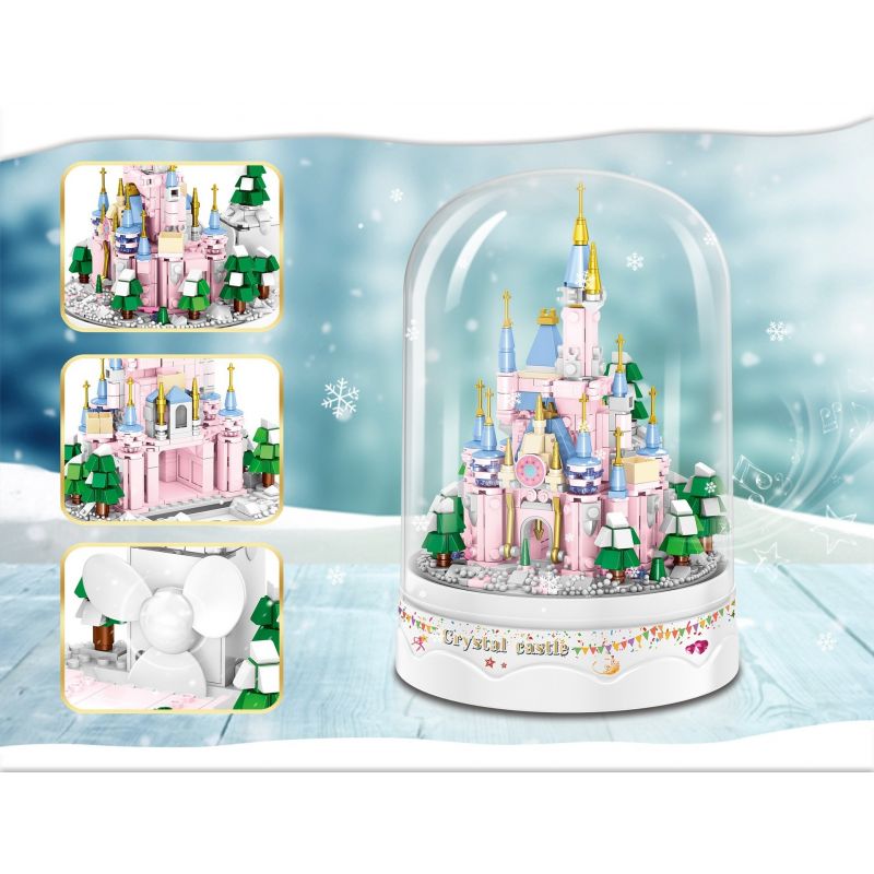 ZHEGAO 01043 non  LÂU ĐÀI PHA LÊ bộ đồ chơi xếp lắp ráp ghép mô hình CRYSTAL CASTLE 683 khối