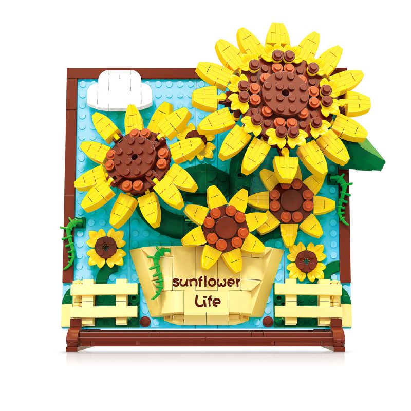 ZHEGAO DZ1013 1013 non  HƯỚNG DƯƠNG MAY MẮN bộ đồ chơi xếp lắp ráp ghép mô hình Art PAINTING SUNFLOWER LIFE 580 khối