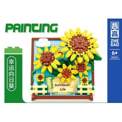 ZHEGAO DZ1013 1013 non  HƯỚNG DƯƠNG MAY MẮN bộ đồ chơi xếp lắp ráp ghép mô hình Art PAINTING SUNFLOWER LIFE 580 khối