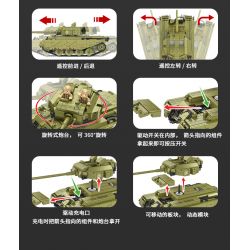 PanlosBrick 676008 Panlos Brick 676008 non  XE TĂNG CENTURION bộ đồ chơi xếp lắp ráp ghép mô hình Military Army CENTURION MAIN BATTLE TANK Quân Sự Bộ Đội 969 khối