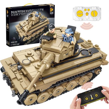 PanlosBrick 676003 Panlos Brick 676003 non  XE TĂNG TIGER ĐIỀU KHIỂN TỪ XA bộ đồ chơi xếp lắp ráp ghép mô hình Military Army PANZERKAMPFWAGEN VI AUSF.E TIGER Quân Sự Bộ Đội 993 khối