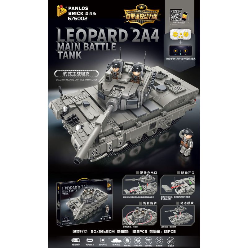 PanlosBrick 676002 Panlos Brick 676002 non  XE TĂNG CHIẾN ĐẤU CHỦ LỰC PANTHER ĐIỀU KHIỂN TỪ XA bộ đồ chơi xếp lắp ráp ghép mô hình Military Army LEOPARD 2A4 MAIN BATTLE TANK Quân Sự Bộ Đội 1122 khối