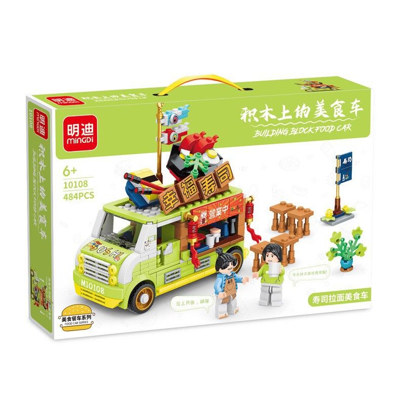 MINGDI 10108 non  XE TẢI THỨC ĂN SUSHI RAMEN bộ đồ chơi xếp lắp ráp ghép mô hình 484 khối