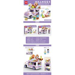 MINGDI 10107 non  XE TẢI THỨC ĂN KEM bộ đồ chơi xếp lắp ráp ghép mô hình 486 khối